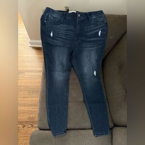 Angels Dark Blue Skinny Jeans with Distressed Details